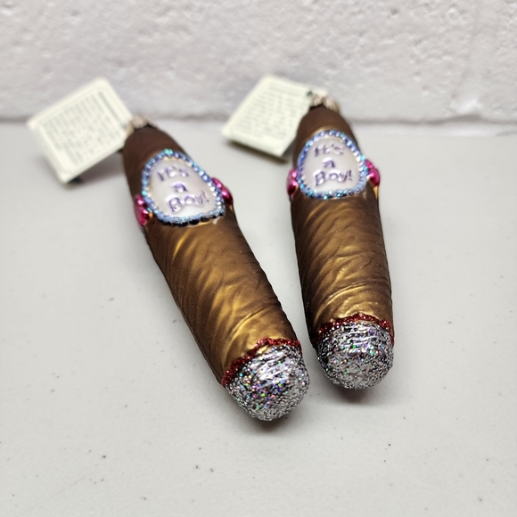 Old World Ornament ~ Baby Announcement Cigars It's a Boy (set of 2) - Picture 3 of 4